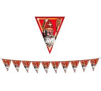 Lot de 3 - Guirlande 10 fanions Motif noël 'Saint Nicolas' Rouge 5m