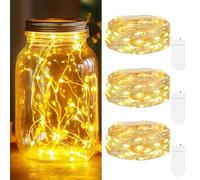 Lot de 3 Guirlande Lumineuse à Piles, 2m 20LED Mini Guirlande LED, Étanche Guirlandes Lumineuses en Cuivre pour Décoration Anniversaire, Bouteille, Mariage, Fête, Noël, Chambre, Jardin Blanc Chaud