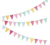 Lot de 3 guirlandes de fanions - Décoration extérieure pour anniversaire, fête de mariage, décoration intérieure et extérieure (3 m de 12 fanions/chaque guirlande)