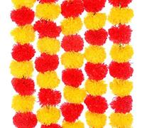 Lot de 3 guirlandes de fleurs de calendula artificielles faites à la main pour décoration de mariage/festival, décoration de porte, 12,7 cm chacune, jaune et orange