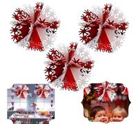 Lot de 3 guirlandes décoratives en forme de boule de noel, décoration noël, en aluminium pour l'extérieur ou l'intérieur, mariage, Saint-Valentin, fête | Rouge/blanc