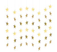 Lot de 3 guirlandes d'étoiles dorées en papier à suspendre pour décoration de fête d'anniversaire, mariage, anniversaire de mariage, fête à thème 10 m