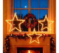 Lot de 3 guirlandes Lumineuses de Noël à 20 LED, alimentées par Piles et avec minuterie, étanches, Blanc Chaud, idéales pour décorer Vos fenêtres ou Vos suspensions