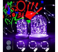 Lot de 3 guirlandes lumineuses UV à piles pour l'intérieur - 2 m - 20 LED UV - Fil de cuivre violet - Pour Halloween et Noël - Peindre des bocaux - Lanternes en papier - Bricolage - Citrouille