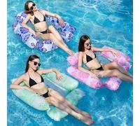 Lot de 3 hamacs flottants gonflables pour piscine, 122 x 122 cm, motif tropical, rose, bleu, vert pour adultes et enfants