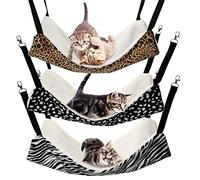 Lot de 3 hamacs réversibles en peluche douce à suspendre pour chat Motif zèbre et léopard Pour cochon d'Inde ou rat