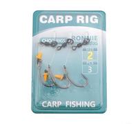 Lot de 3 hameçons à la carpe pour pêche à la ligne Chod Rig avec un design de leader prêt à l'emploi et une vis pivotante pour verrouillage des appâts souples (2#)