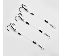 Lot de 3 hameçons de pêche en acier inoxydable pour brochet, perche, bar, leurre de prédateur avec groupe de ligne de carnet, taille 6 cm, 3 pièces (10 cm)