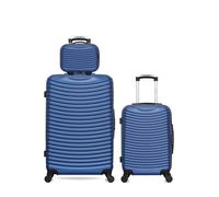 Lot de 3 - HERO - ETNA - Valise grand format 95L - Valise cabine 37L - Vanity 11L - Bleu