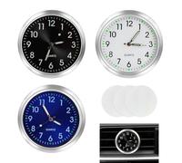 Lot de 3 Horloge Voiture Tableau de Bord, Horloges de Voiture à Quartz, Horloge à Évent avec Aiguilles Lumineuses, Boîtier en Alliage, Avec Ruban Adhésif Double Face, Compatible Voitures Motos Bateaux