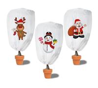 Lot de 3 Housse Hivernage Plante, 90x110 cm Housses de Protection pour Plantes avec Cordon de Serrage et Zipper, Noël Housse Voile Hivernage, Protection Hivernale pour Plantes en Pot