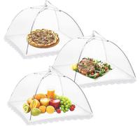 Lot de 3 housses alimentaires 35,6 cm, pop-up, en maille cryptée, pour assiettes, parasol fin pour l'extérieur, barbecues, réutilisables et pliables