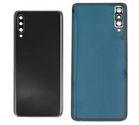 Lot de 3 housses de batterie + 1 double face + 1 lentille compatible avec Samsung Galaxy A70 SM-A705F A705 n.1 arrière arrière arrière coque arrière + autocollant + lentille avec cadre (Noir)