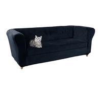 Lot de 3 housses de canapé Chesterfield en velours extensible lavable pour canapé incurvé - Convient pour canapé 1 et 1 3 places - Bleu