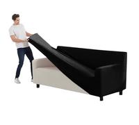 Lot de 3 housses de canapé extensibles en velours noir pour meubles de salon avec dossiers séparés et housses de coussin de siège, durables et élégantes, pour meubles de salon