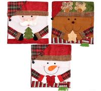 Lot de 3 housses de chaise de Noël avec motifs festifs, conçues pour s'adapter aux chaises de salle à manger standard, parfaites pour ajouter une touche saisonnière à vos salles à manger