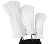 Lot de 3 housses de club de golf en bois 1FH DR FW UT pour conducteur de parcours hybride avec fermeture élastique N° Tag tout blanc
