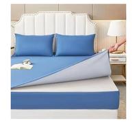 Lot de 3 housses de lit imperméables avec fermeture éclair - 6 côtés tout compris - Protège-matelas antidérapant - Bleu - 180 x 200 x 15 cm
