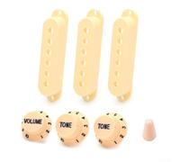 Lot de 3 housses de micro pour guitare électrique avec boutons de volume et de tonalité pour guitares de style compatibles avec configuration SSS (jaune)