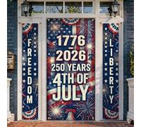 Lot de 3 housses de porte de bienvenue en forme de feux d'artifice patriotiques, aigle, étoiles, jour de l'indépendance, rouge, vacances, porche, bannière décorative pour entrée, maison, porte