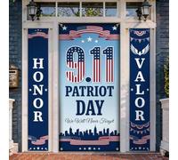 Lot de 3 housses de porte d'entrée avec citation commémorative du patriote | Hommage commémoratif, bannière de porte, honneur du premier intervenant, décoration commémorative, graphique d'horizon