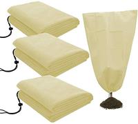 Lot de 3 housses de protection pour plantes, veste polaire antigel, couverture de jardin, sac chauffant, sac à cordon pour tailler les haies, les arbres, les fleurs et les arbustes, 1,2 x 1,8 m
