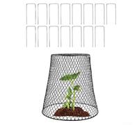 Lot de 3 housses de protection réutilisables en fer pour plantes et tomates avec clous en forme de U, noir et blanc