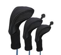 Lot de 3 housses de putter de golf noires pour driver | Ensemble de couvre-clubs de golf hybrides avec remorques interchangeables pour clubs de golf Fairway Driver