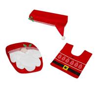 Lot de 3 housses de réservoir de toilettes, tapis de salle de bain rouge, housse de couvercle de siège, tapis de bain, housse de dessus de toilette amusante, décoration de Noël pour la maison
