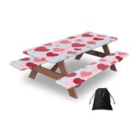 Lot de 3 housses de table de camping à carreaux Buffalo avec protections de banc, élastique, imperméable, rectangulaire, avec sac de rangement