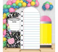 Lot de 3 housses de toile de fond pour arche de rentrée scolaire, 1,2 m, 1,5 m, 1,8 m, carnet de notes en élasthanne, support d'arche ajusté, couverture de support d'arche pour premier jour d'école