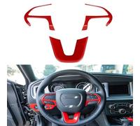 Lot de 3 housses de volant décoratives en ABS pour Dodge Challenger Charger 2015-2021, pour Durango Jeep Grand Cherokee SRT8 2014-2021 (rouge)