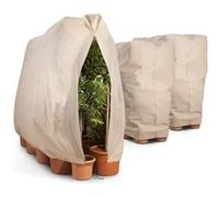 IDMarket – Lot de 3 housses d'hivernage pour plante et arbuste 80 x 160 cm Beige