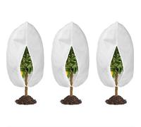 Lot de 3 housses d'hivernage pour plantes d'extérieur (60 cm x 80 cm) Avec cordon de serrage Résistantes au froid, aux intempéries, chaudes et réutilisables