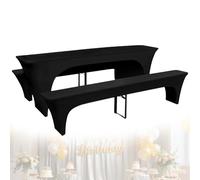 Lot De 3 Housses Élastiques pour Table À Bière, Housses pour Tente À Bière, Housse De Tente De Bière, Housse De Table À Bière pour Table À Bière Et Tabouret De 50 Cm De Large(220 X 50 X 70 Cm, Noir)