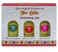 Lot de 3 huiles d'onction de Holyland, avec huiles essentielles de la Bible - Recommandé pour un cadeau spirituel, un cadeau religieux, la méditation, les prières et les bénédictions (lot de 3, Reine