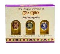 Lot de 3 huiles d'onction de la Terre Sainte, aux huiles essentielles de la Bible - Recommandé pour un cadeau spirituel, un cadeau religieux, la méditation, les prières et les bénédictions (lot de 3,