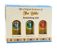 Lot de 3 huiles d'onction de la Terre Sainte, aux huiles essentielles de la Bible - Recommandé pour un cadeau spirituel, un cadeau religieux, la méditation, les prières et les bénédictions (lot de 3,