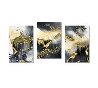 Lot de 3 Images Art Mural Toile,Peinture Toile Abstraite Affiche D'Art Mural Abstrait Doré Noir Blanc Affiche Impressions Décoration Salon Cuisine Bureau Chambre-40*60cm(16*24pouces)sans cadre