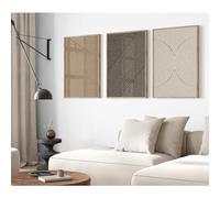 Lot de 3 images murales abstraites et neutres de style bohème - Décoration murale minimaliste - Beige marron et noir - Peinture du milieu du siècle - Œuvre d'art pour salon, chambre à coucher - 30,5 x