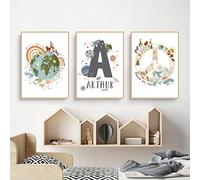Lot de 3 images pour chambre d'enfant - Sans cadre - Poster de fusée spatiale - Poster de l'alphabet ABC - Cadeau d'art pour garçons et filles - (CDE, 21 x 30 cm)