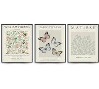Lot de 3 impressions d'art mural motif fleur vert sauge, affiches danoises esthétiques, photos d'exposition vintage pour chambre à coucher, sans cadre (30 x 40 cm)