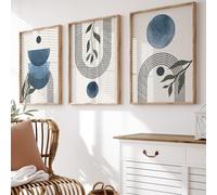 Lot de 3 impressions murales | Art mural bleu marine | Décoration intérieure bohème | SANS CADRE | A3, A4 (A3)