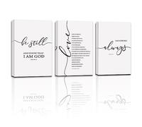 Lot de 3 impressions sur toile sans cadre avec verset de la Bible - Impression sur toile « Be Still Love is Patient I am with you Always » - Décoration chrétienne - 40,6 x 61 cm