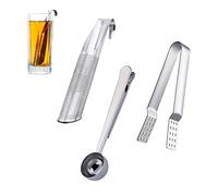 Lot de 3 infuseurs à thé, comprenant 1 entonnoir à thé, 1 clip pour sachet de thé, 1 cuillère doseuse à clip, un infuseur en acier inoxydable, une théière, un filtre à résidus de thé.