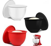 Lot de 3 inserts de bol pour Kitchen Aid - Insert en silicone - Pour robot de cuisine - Bol mélangeur avec bec verseur et couvercle - Résistant à la chaleur de -40 °C à 240 °C