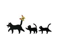 Lot de 3 inserts de jardin en métal pour chats noirs - Décoration pour pelouse de jardin et lit de fleurs - Accessoires en fer