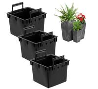 Lot de 3 inserts de pot noirs en plastique de 25 l - Dimensions : 32,5 x 32,5 x 25,5 cm - Pour pots Prosperplast - Hauteur : 61 cm - Avec poignées - Pour l'extérieur et l'intérieur - Facilite le