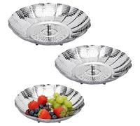Lot de 3 inserts vapeur pour casseroles de 23/27/30 cm - Insert à vapeur réglable - Insert pour cuisson à la vapeur pour casserole végétarienne