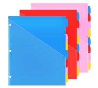 Lot de 3 intercalaires multicolores avec poche avant - 8 onglets - Intercalaires en plastique avec onglets